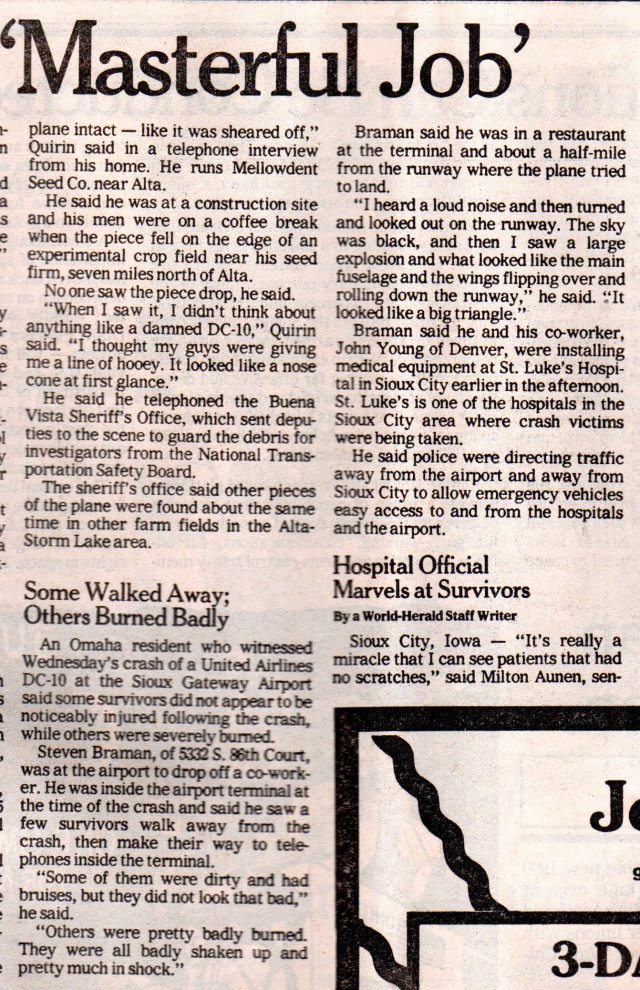 UA 232 - Sioux City, Iowa - Plane Crash - DC-10 - Memories - Airport - Witness - N1819U