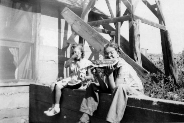 Eating Watermelon, Barrell Springs Ranch, Lamar, Colorado, Watermelon