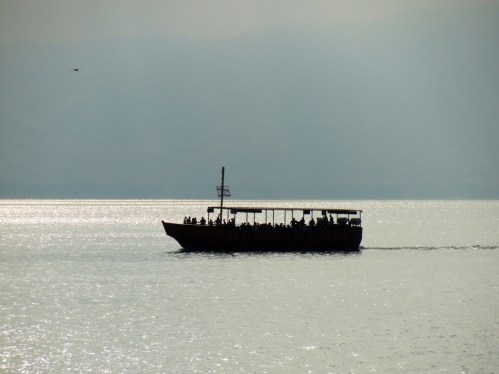 Boat on Sea of Galilee - Tiberias - Sea of Glilee Cruise - Silhouette of Boat on Water