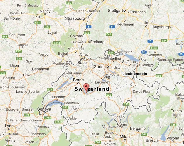 Lake Thun - Amish Homeland shown on Map of Switzerland