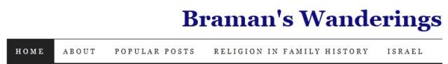 Blog Menu for Braman's Wanderings