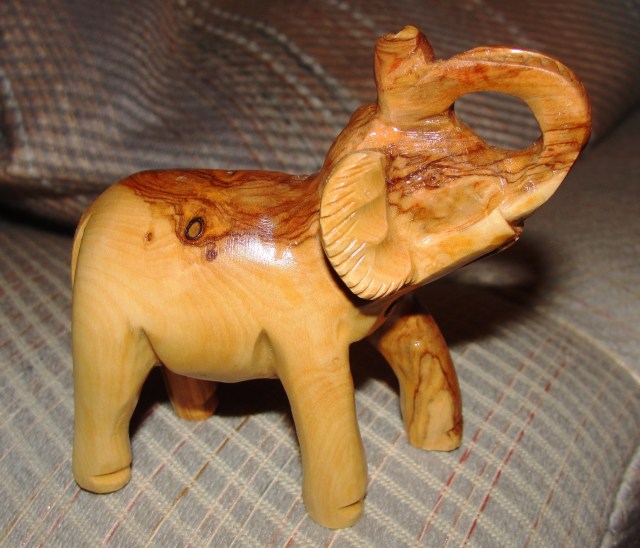 Olive wood elephant carved in Bethlehem