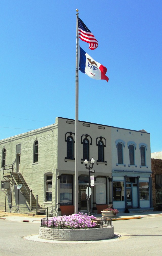 Flag Pole in Intersection - Hamburg, Iowa 