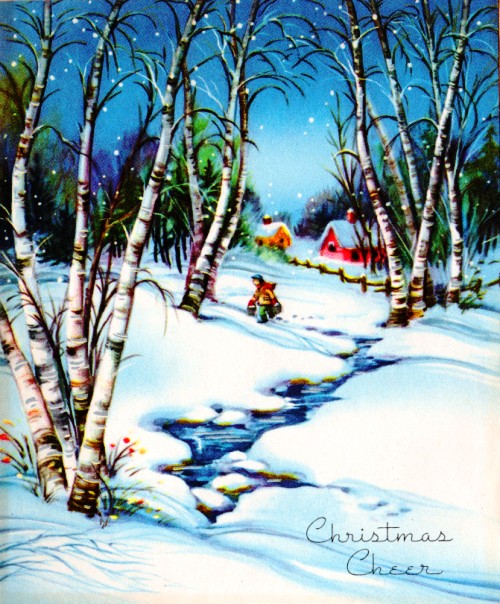 Christmas Cheer - Classic Christmas Cards - 1960 - Snowy woods