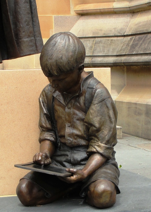iPad Sculpture? - Writing Slate - St. mary's Cathedral, Sydney, Australia - Mary Helen MacKillop