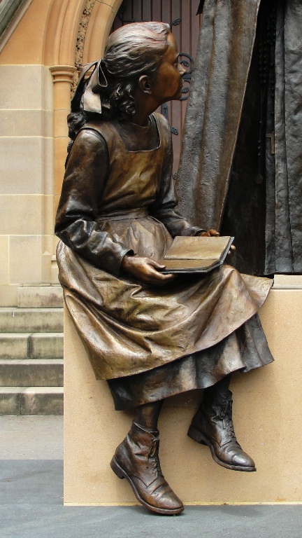 Girl Reading Book Sculpture - St. Mary's Cathedral, Sydney, Australia - Mary Helen MacKillop
