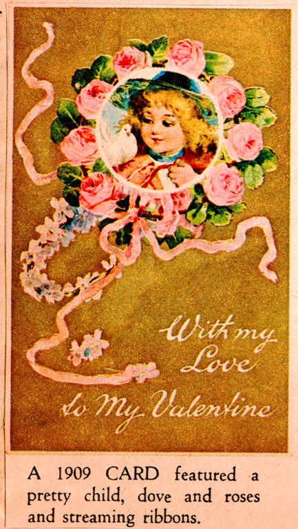 Century Old Valentine - 1909 Valentine Card - Love - Dove - Ribbons