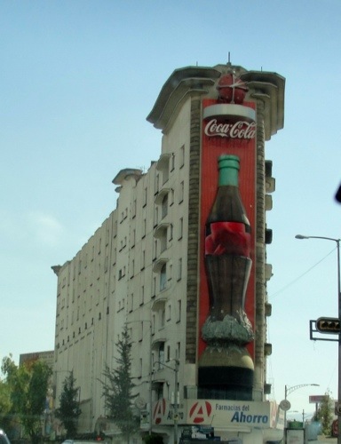 Huge Coke Bottle - Edifico Ermita - Mexico City - Mexican Coke - Advertisement - Coca-Cola Advertisement - Flatiron Building architecture