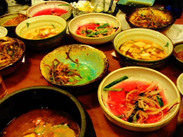 Korean BBQ - Small Dishes - meal finished - Korean Food - Remains of the Meal