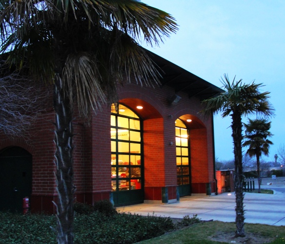 Tracy California Fire Station - Fire Station at dusk - Palm Trees - California Fire Station