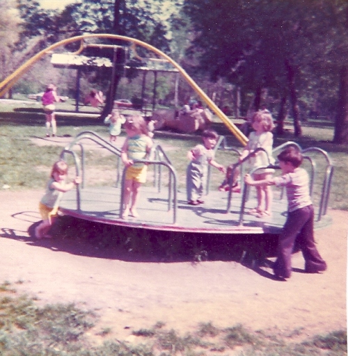 Merry-Go-Round - Ottumwa, Iowa - Curly Slide Park - Playing with Cousins