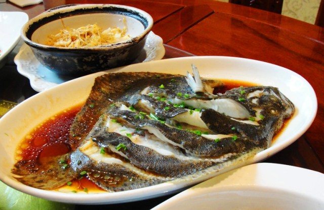Complete Fish on Plate - Flat Fish - Chinese Food - Food Presentation