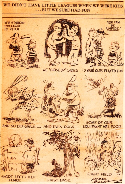 Frank Andrea Miller - Editorial Cartoon - Little League Baseball - World Series - Summer Games - Baseball - America's Pastime