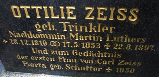 Carl Zeiss Gravestone - September 11, 1816 - December 3, 1888 - Friedenskirche Jena, Germany  - Martin Luther - Ottilie Trinkler