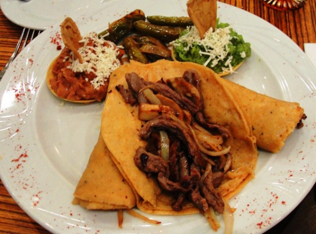 Flank Steak Tacos - Mexican Food - Authentic Tacos - Beans - Guacamole - Peppers 