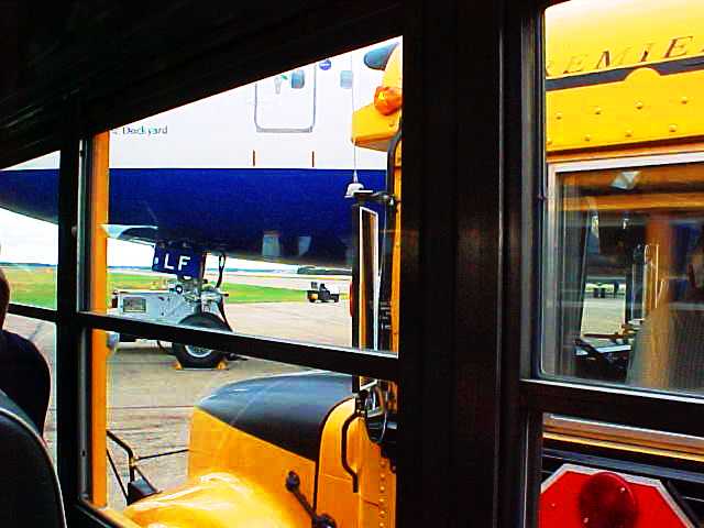 School Bus on Runway - September 11, 2001 - 9/11 - Edmonton, Canada - British Airways