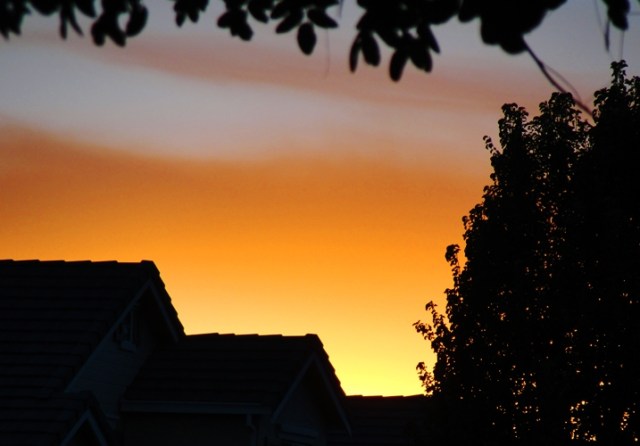 September Sunset - Orange Sky - Roof Tops - silhouettes
