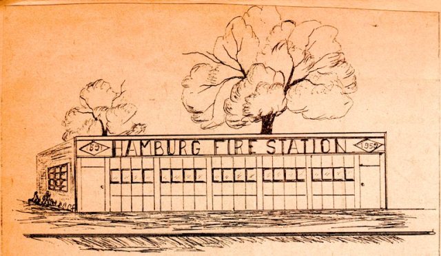 Hamburg, Iowa Fire Station - Fire Sation Line Drawing - History - Architectural Drawing