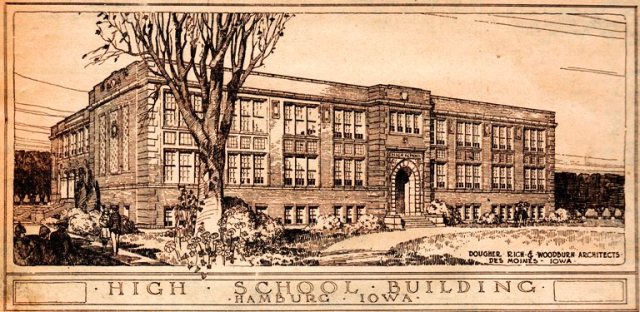 Hamburg High School - Hamburg, Iowa - High School Building - Architectural Drawing - Dougher, Rich & Woodburn Architects