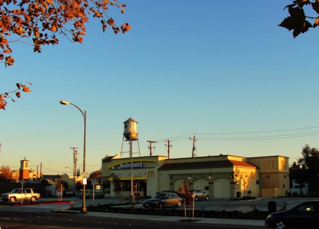New McDonalds - Urban Renewal - Fall Colors - Setting Sun - Water Tower