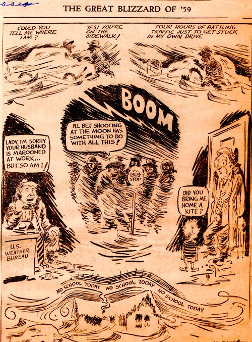 Frank Andrea Miller - Editorial Cartoon - Blizzard of '59 - Snowstorm - Des Moines Register