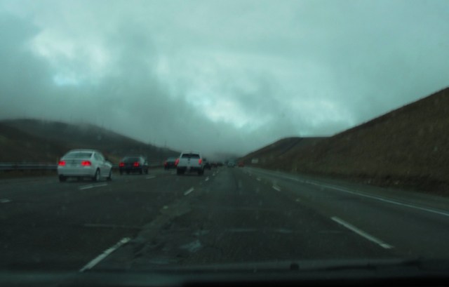 Dark and Dreary California Winter - Altamont Pass - Rain Clouds - Traffic in the Rain