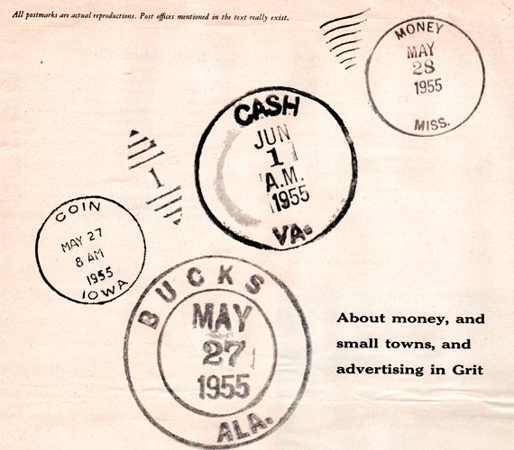 Grit Magazine - Coin, Iowa - Bucks, Alabama - Cash, Virginia - Money, Mississippi