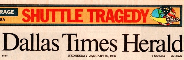 Challenger Shuttle Tragedy - Dallas Times Heral - Space Shuttle - Newspaper Clippings