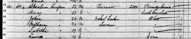 1850 Census - Absalom Leeper - Henry County, Iowa - Trenton, Iowa - Genealogy