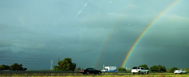 Double Rainbow - Water Droplets - Reflections and Refraction - Rainy Day - Rainbow