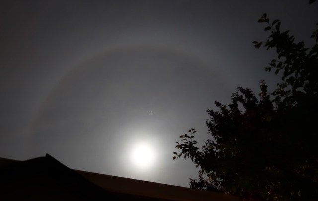 Ring Around Moon - Full Moon - Eclipse - Hazy Sky