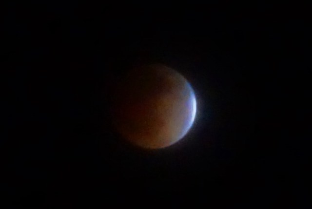 Lunar Eclipse - Blood Red Moon - Hazy Sky