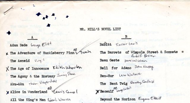 Mr. Hill's Novel List - Reading List - English Class