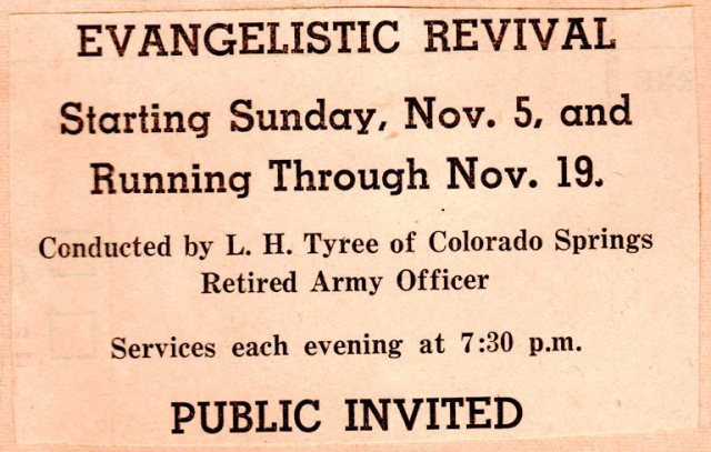 Evangelistic Revival, Revival Meeting, Hamburg, Iowa, L.H. Tyree