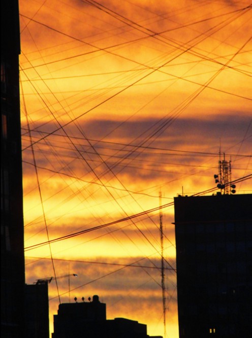 Buenos Aires Sunset, Golden Sky, Colorful Sky, Electric Lines, Hotel View
