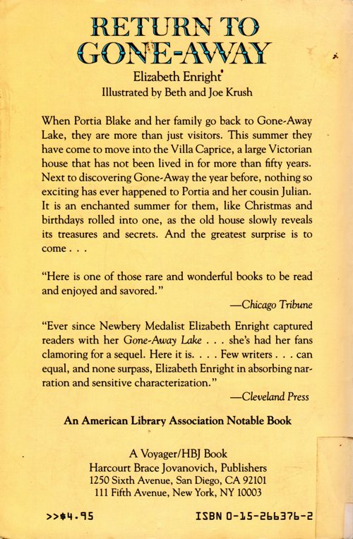 Return to Gone-Away, Elizabeth Enright, Children's Literature