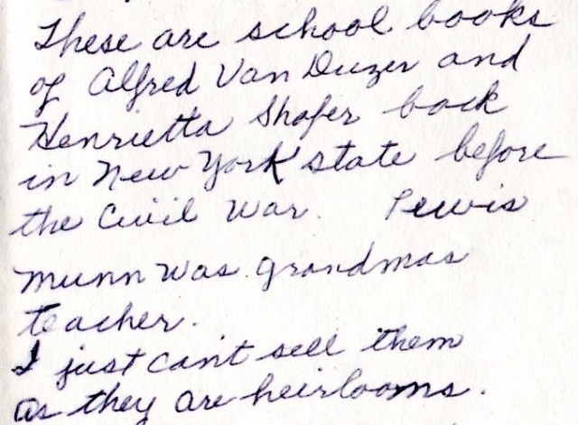 Note from Grandma, Alfred Van Duzor, Heirlooms, School Books