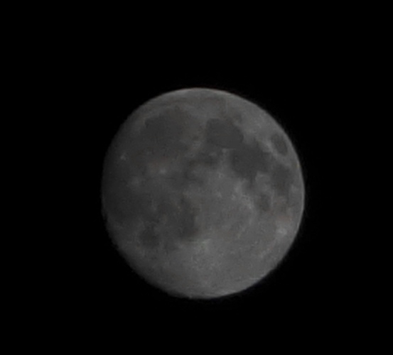 Almost Full Moon, 1/2000 Exposure, F-Stop 4.9, Tripod Practice