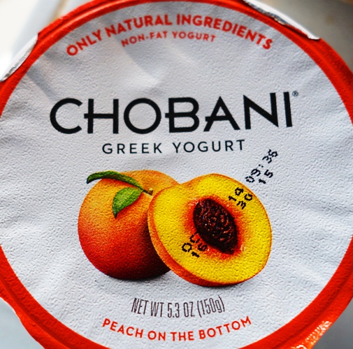 Chobani Greek Yogurt, Peach Yogurt, Peach Greek Yogurt, Fruit on the bottom