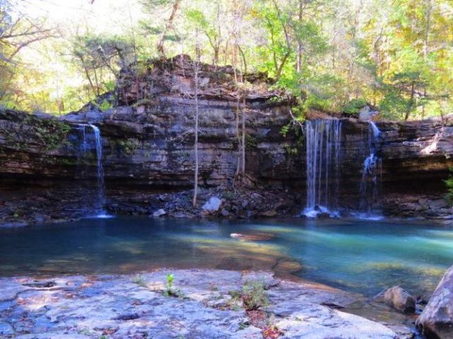 Twin Falls at Devil's Fork, Richland Creek Wilderness Area, Arkansa, Long Devil's Fork, Big Devil's Fork