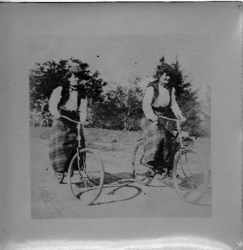 Women Riding Bicycles, 1890's, Solio Paper, Printing Out Paper, Old-Time Photography