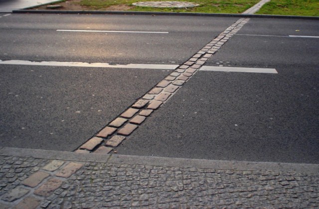 Berlin Wall Marker, 25 Years Ago, Berlin, Germany, Tumbling Wall