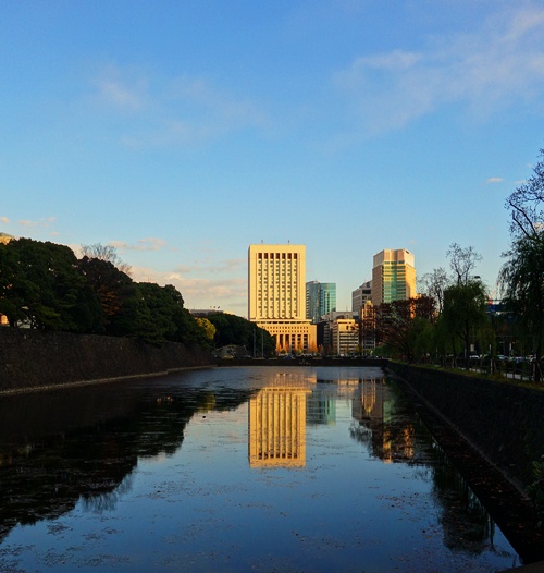 Tokyo Reflections, Edo Castle Moat, Skyscraper Reflection