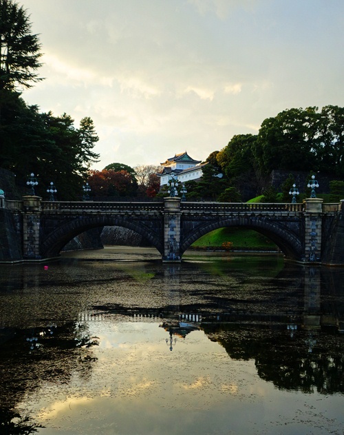 Edo Castle, Stone Bridge, Seimon Ishibashi, Reflections, Moat