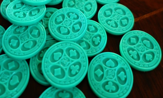 Sequence Poker Chips, Green Chips, Board Games, Five in a Row