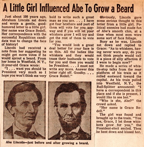 Lincoln's Beard, Grace Bedell, Westfield, New York, Lincoln's Inauguration