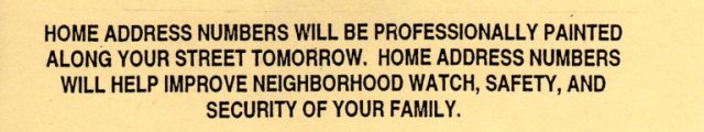 Painting Address Number, Curb Number, Professionally Painted