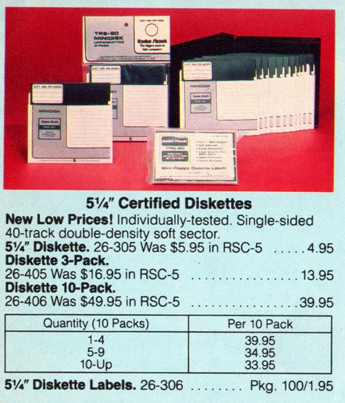 5 1/4 inch diskettes, TRS-80, Tandy, Radio Shack, Storage Media