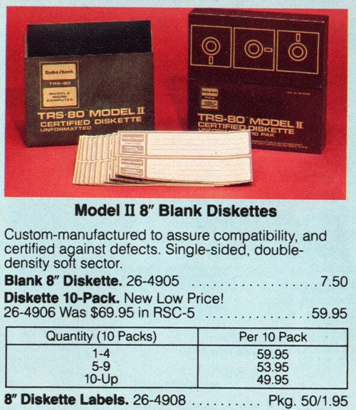 Model II 8" Blank Diskettes, Radio Shack, TRS-80 Model II, Computer Storage