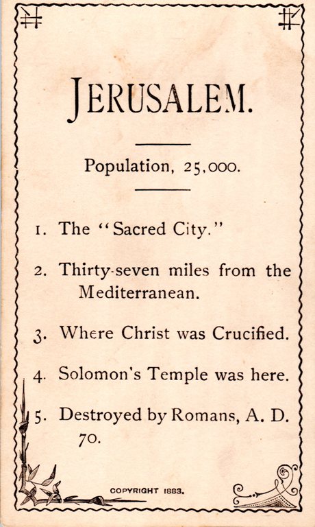 Jerusalem, Flash Card, Geography Flash Card, Sacred City